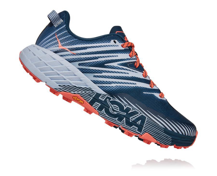 Trail Shoes Womens - Hoka One One Speedgoat 4 - Navy/White - HTABRLM-13